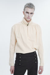Chemise gothique pour homme à col montant froncé